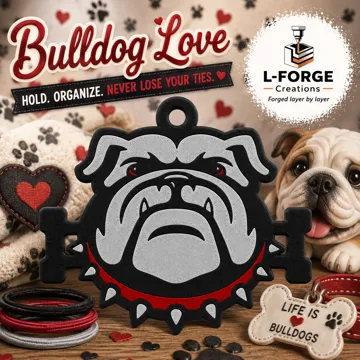 Accesorio para sujetar ligas de cabello: Cute Bulldog Hair Tie Holder Keychain — vista de referencia 3