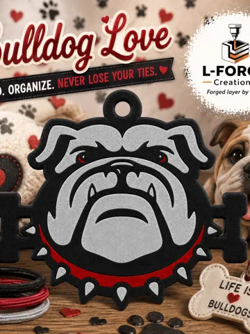 Accesorio para sujetar ligas de cabello: Cute Bulldog Hair Tie Holder Keychain — vista de referencia 2