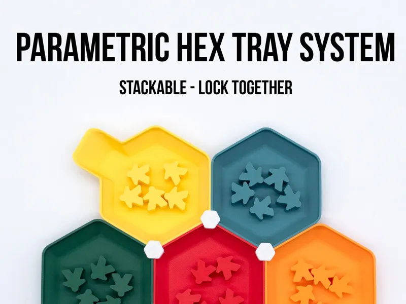 Customizable Hex Tray System, Locking, Stackable