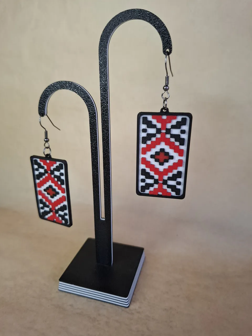 Ukrainian Pixel Embroidery Earrings Rushnyk view 2