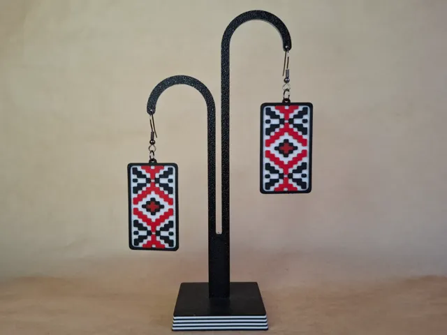 Ukrainian Pixel Embroidery Earrings Rushnyk