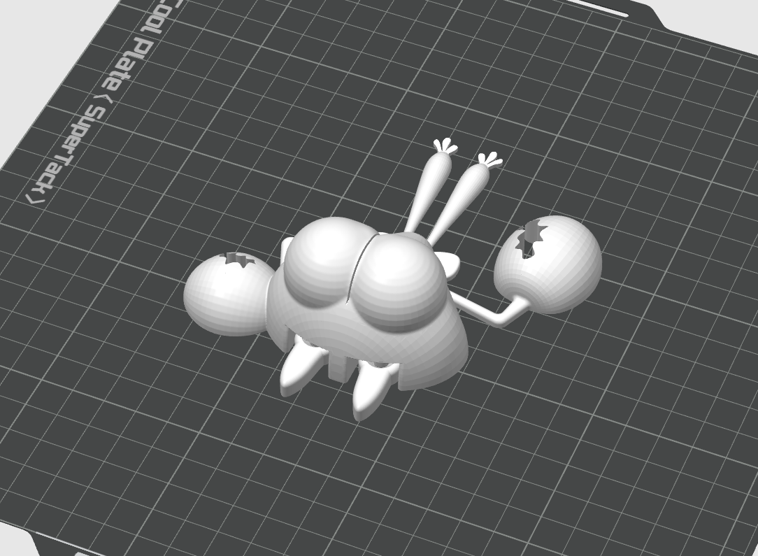 Miniatura 1 do modelo 3D 屁股可以夹纸的蟹老板冰箱贴