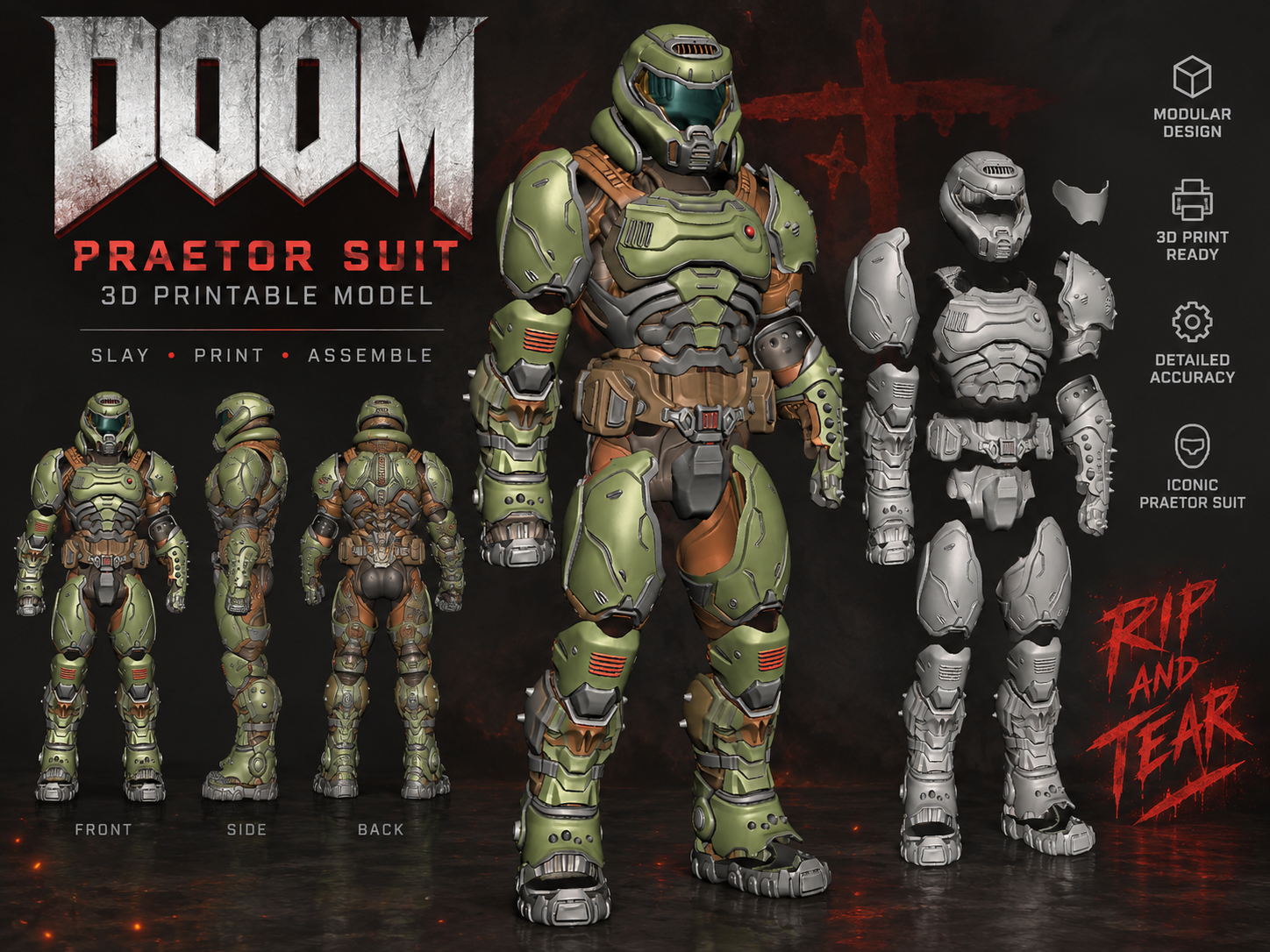 Full Scale, Wearable Doom Slayer Praetor Armor 3D model