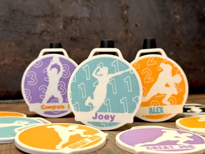 Customizable Volleyball Medal - Podium + Name