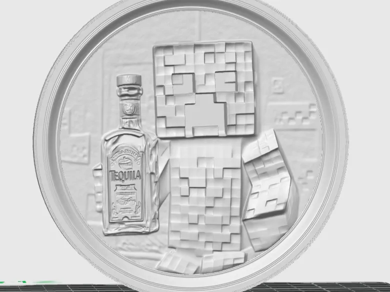 Scultura Creeper Minecraft con bottiglia Tequila