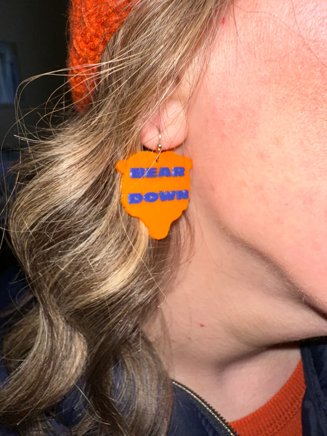 Chicago Bears Logo and Bear Down earrings view 3