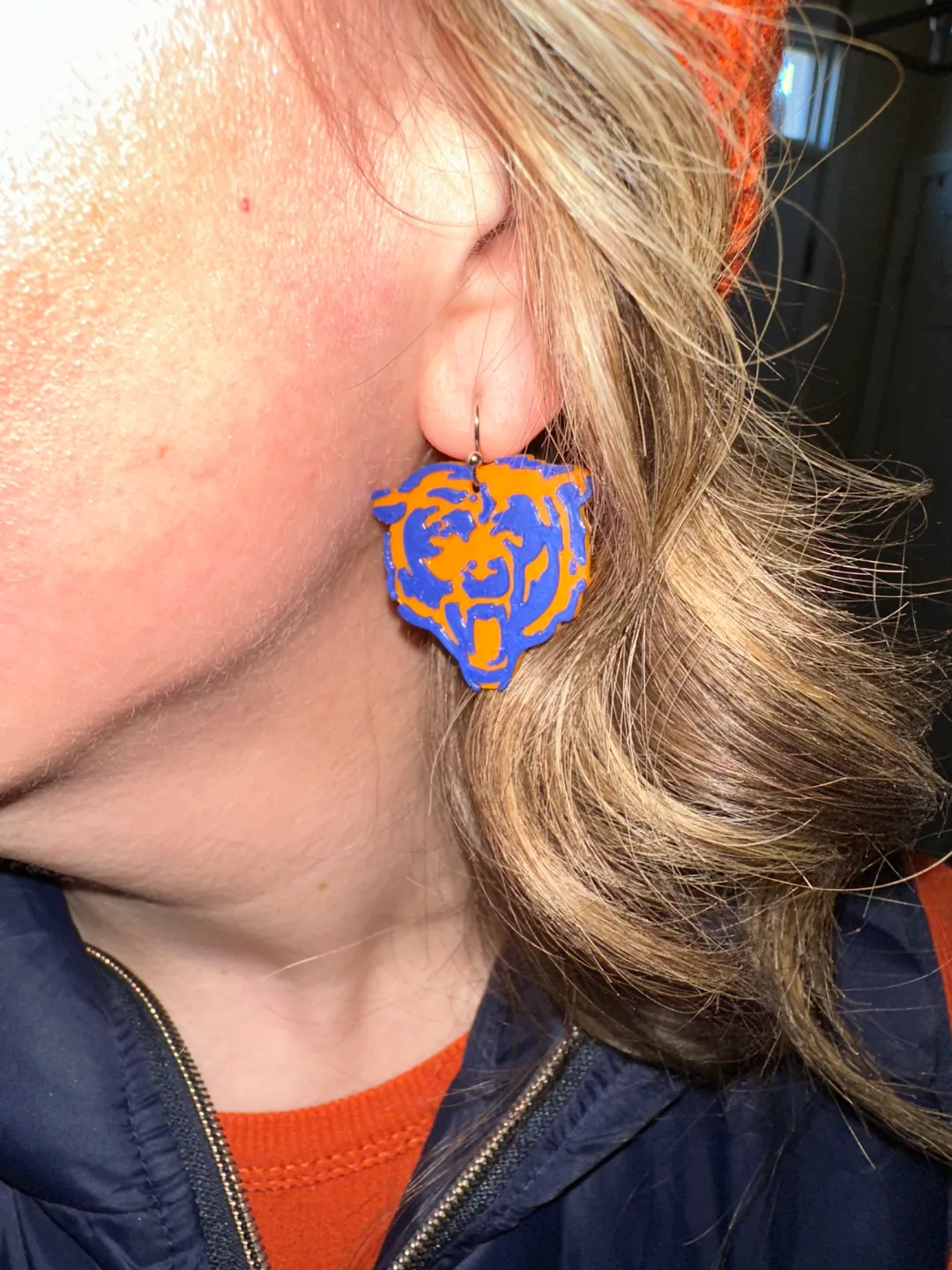 Chicago Bears Logo and Bear Down earrings view 4