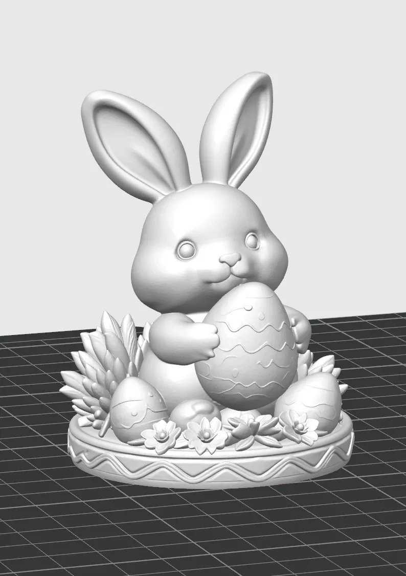Joyful Easter Bunny with Egg - Free 3D Print Model - MakerWorld