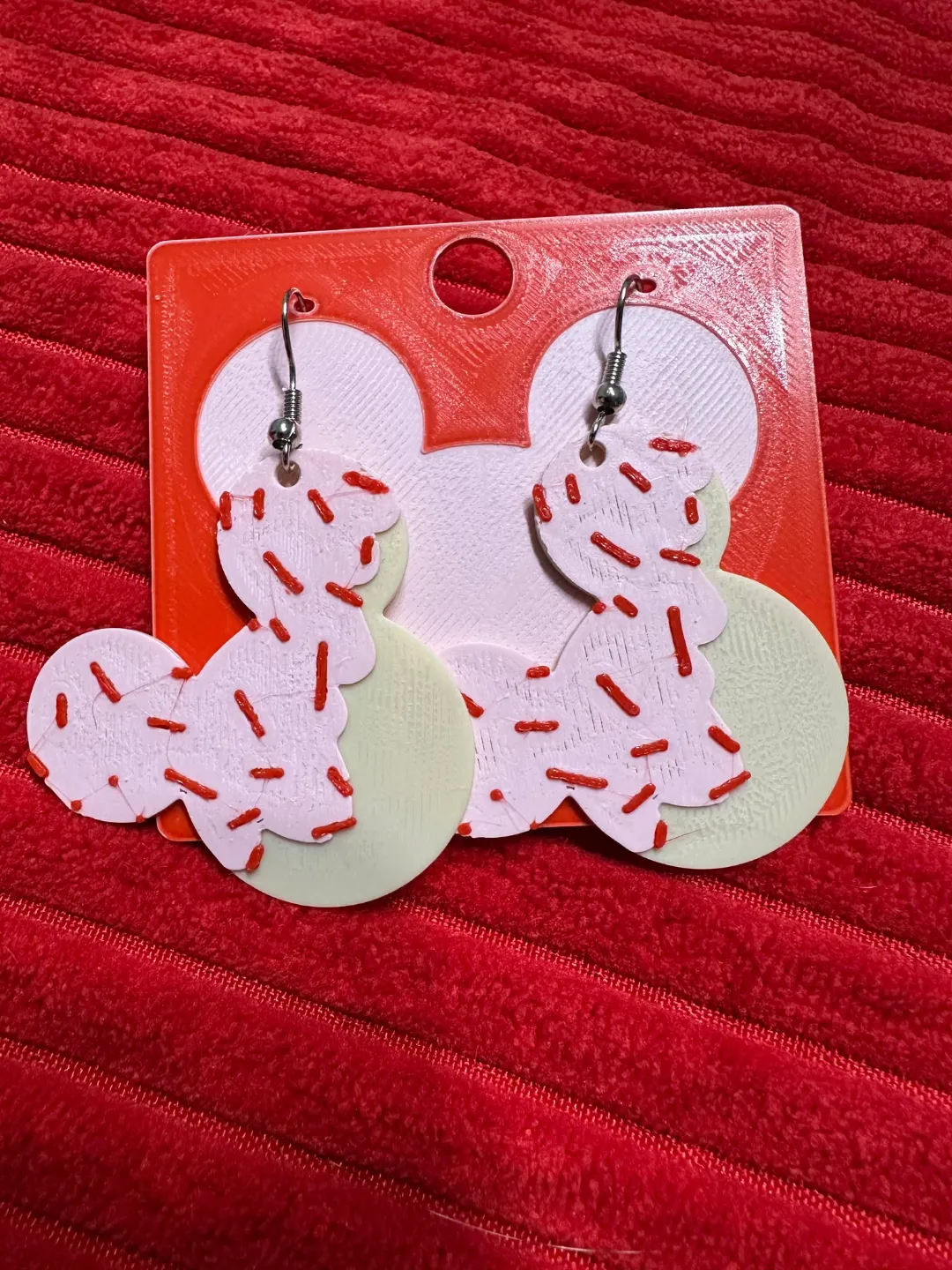 Mickey Mouse Cookie Earrings with display card view 4