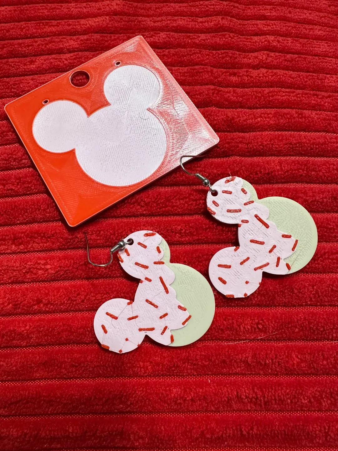 Mickey Mouse Cookie Earrings with display card view 3
