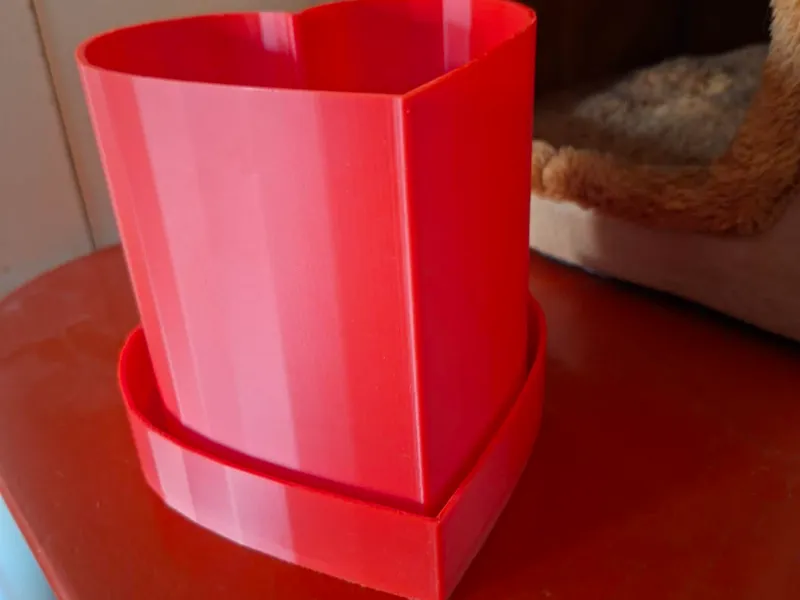 Robust Heart Planter & Saucer (0.6mm Optimized)