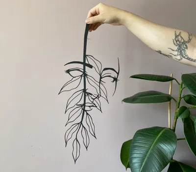 Flower Beauty: Face Hidden Behind Leaves Wall Art
