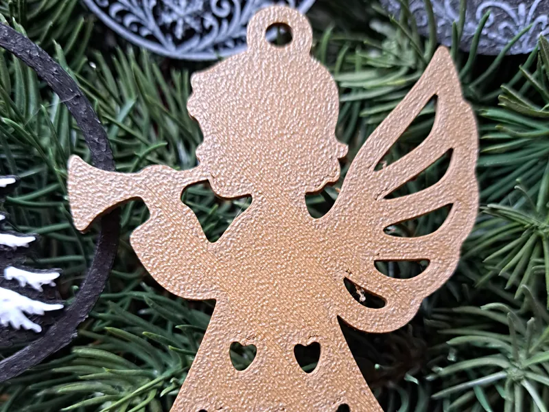 Christmas Tree Ornament Angel with Cutouts Heart