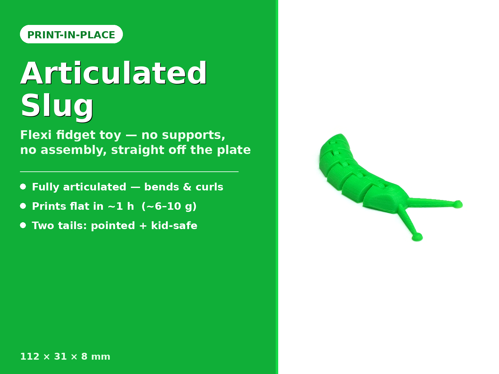 Articulated Slug - Print-in-Place Flexi Fidget