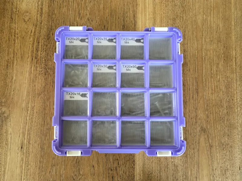FlipOver-Hinge Gridfinity Storage Box 4x4 ClearLid