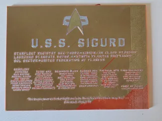 Customized Starfleet Dedication Plaque USS Sigurd
