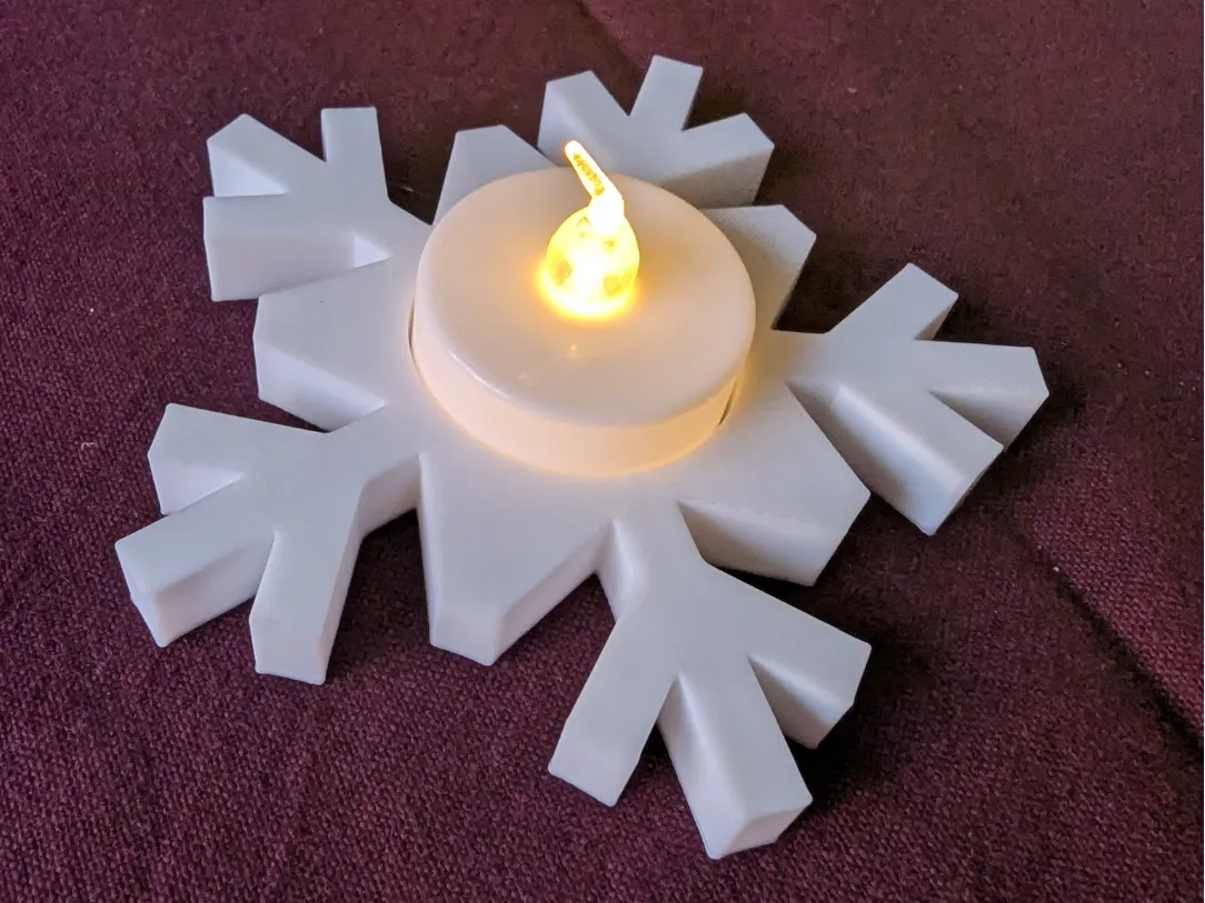 Snowflake Tea Light Stl File Christmas Snowflake Led flame Tea Light - Free 3D Print Model - MakerWorld