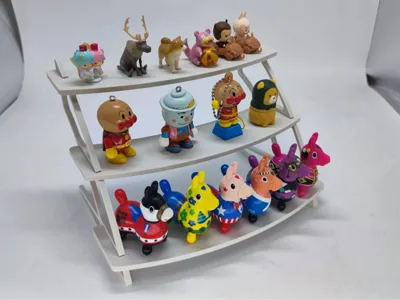 Three-tier curved display stand, figurine display stand, three-tier display stand
