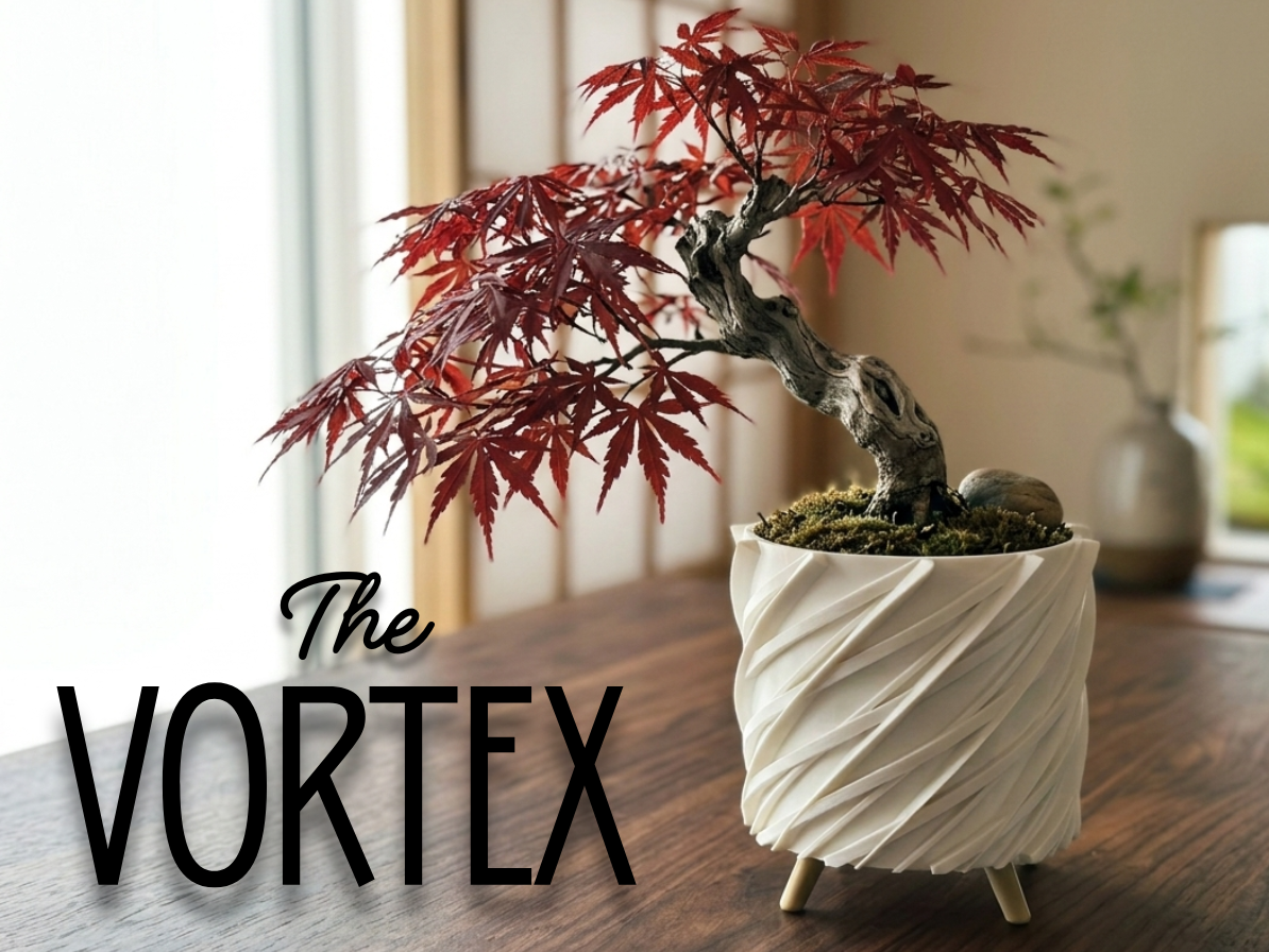 Miniatura 1 do modelo 3D The Vortex Pot - Swirl design pot with wooden legs