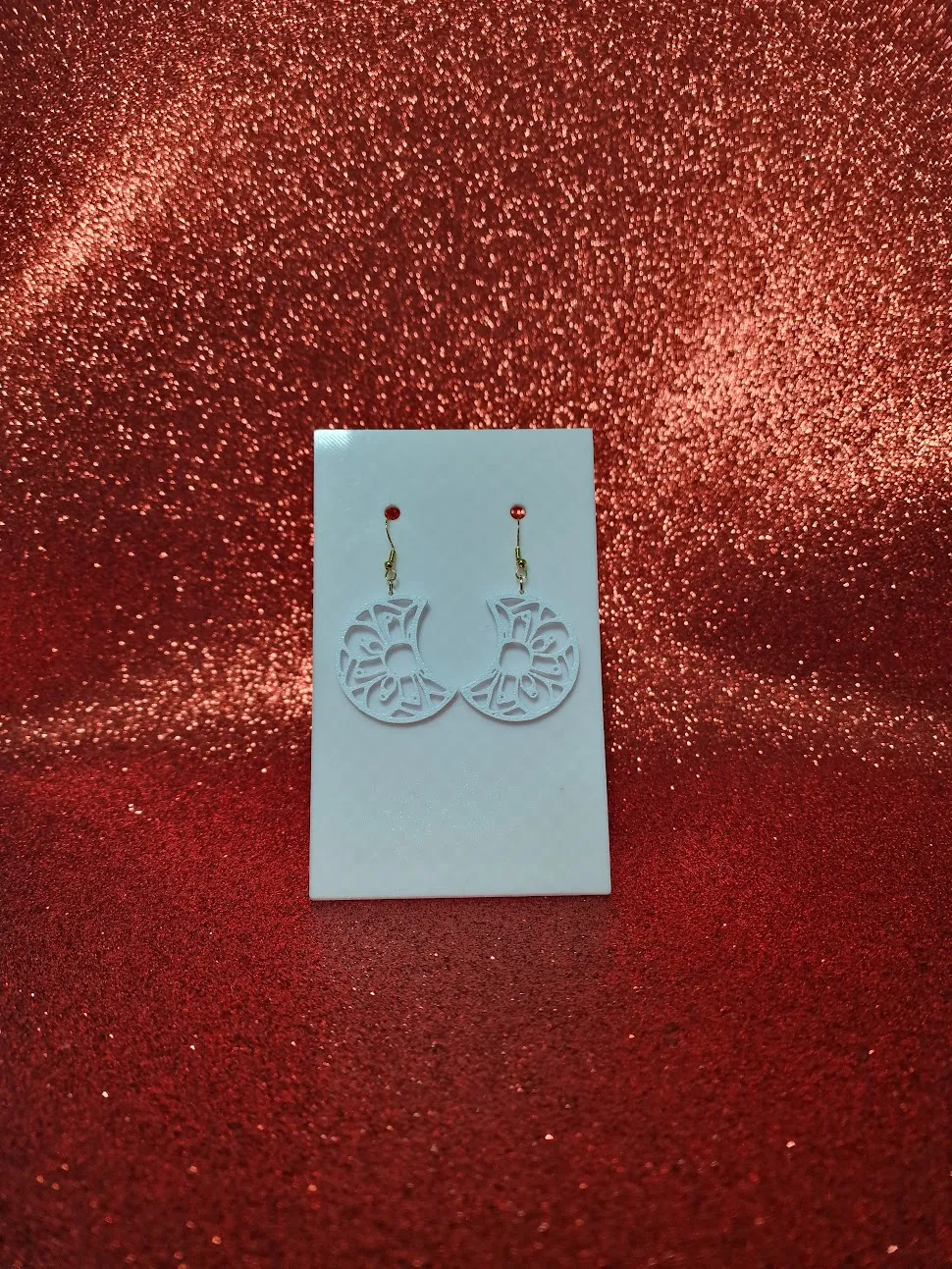 Mandala moon earrings view 2