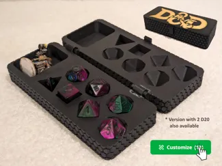 DnD Dice and miniature box - print in place - D&D