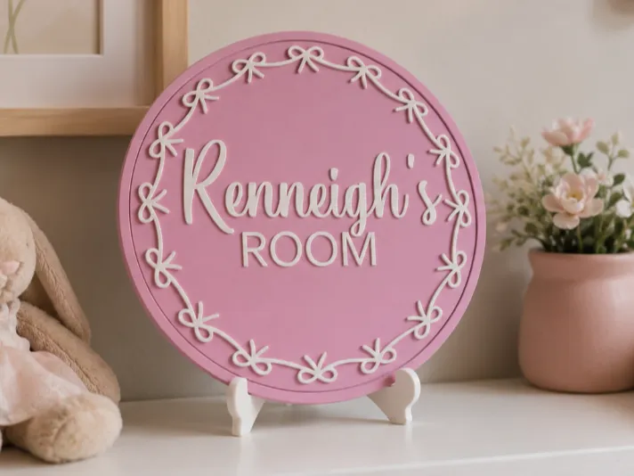 Personalised Bow Round Room Sign/Plaque