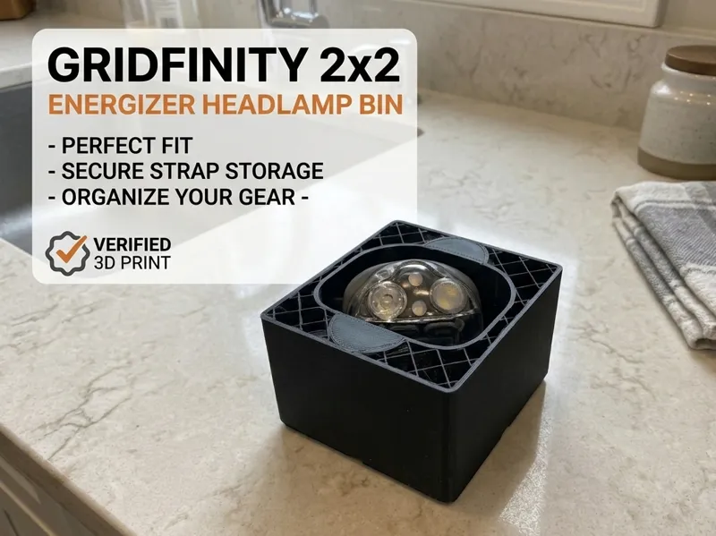 Energizer Headlamp Holder - Gridfinity 2x2 Case