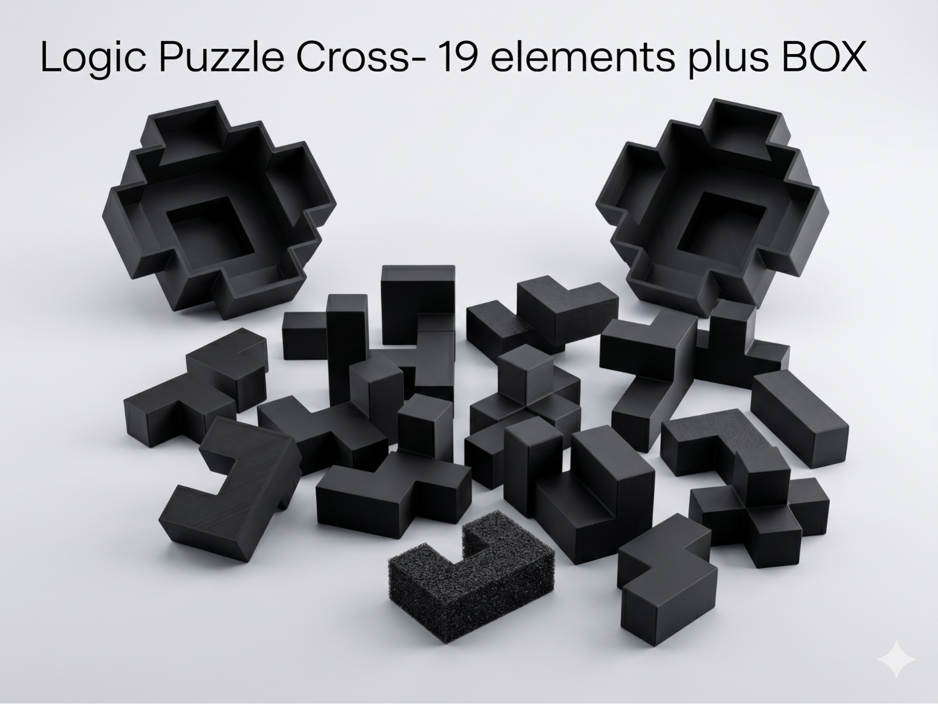Logic Puzzle Cross- 19 elements plus BOX