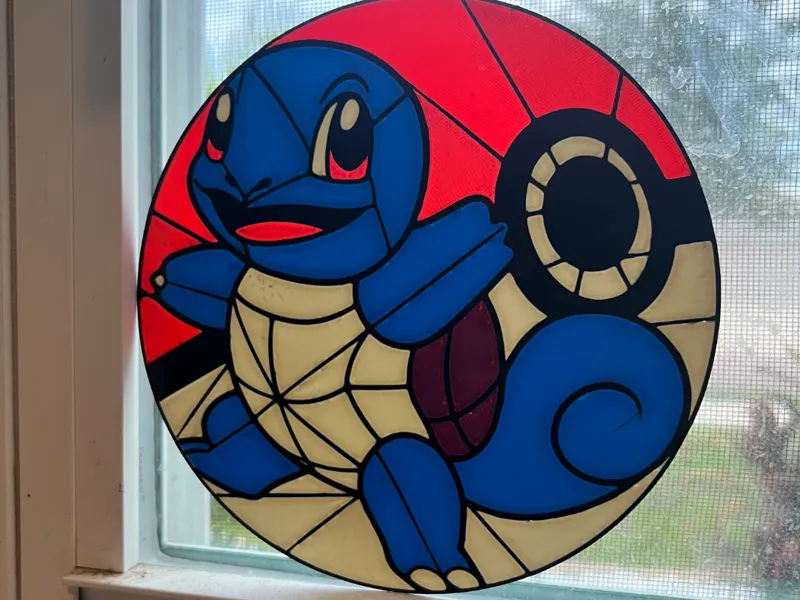Squirtle Pokeball Stained Glass Lightbox Suncatch