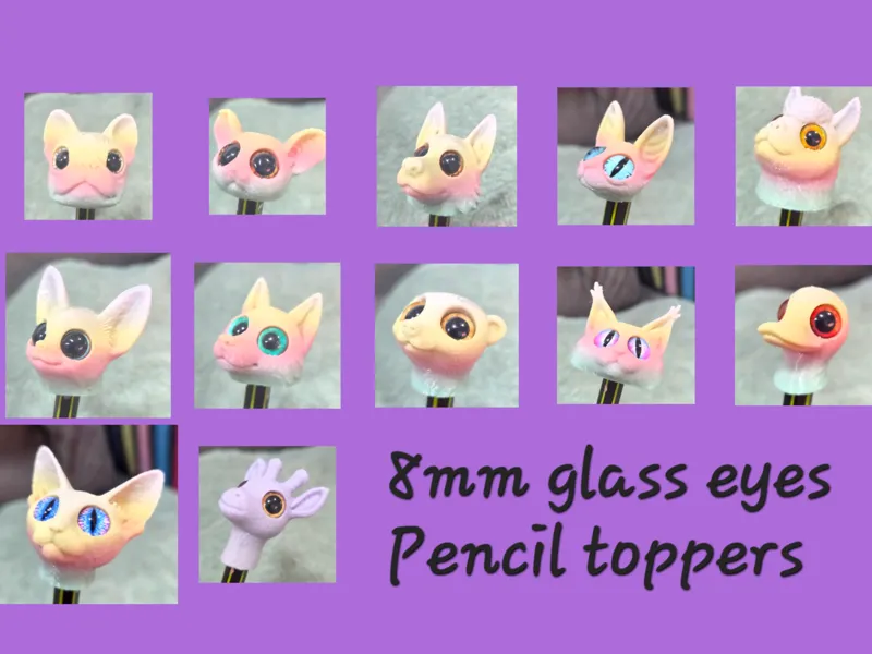 Simply Cute Pencil Toppers - 8mm glass eyes
