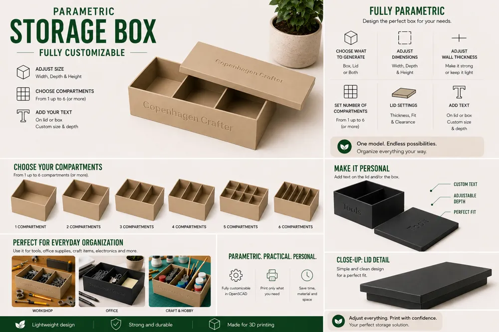 Parametric Spring Box Design Parametric Storage Box (OpenSCAD) - Free 3D Print Model - MakerWorld