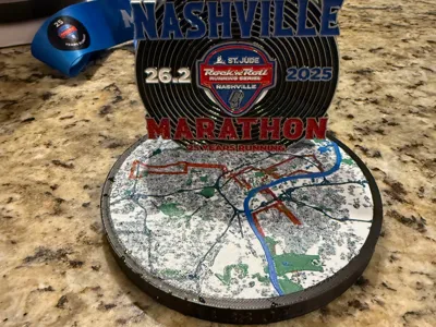 Nashville Marathon Map Medal Display