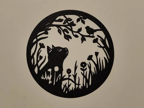 Décoration murale silhouette chat et oiseau