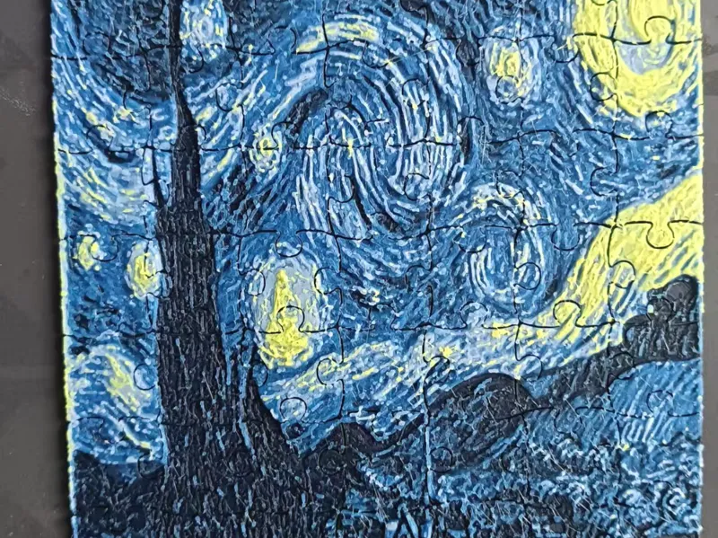 益智拼图梵高的星月夜。（附带拼图模板负零件）