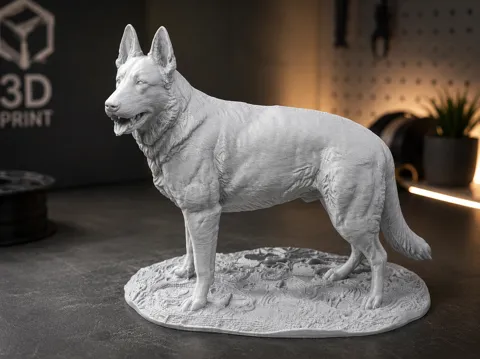 Figura decorativa: German Shepherd – Majestic Realistic Dog Statue — referencia de MakerWorld