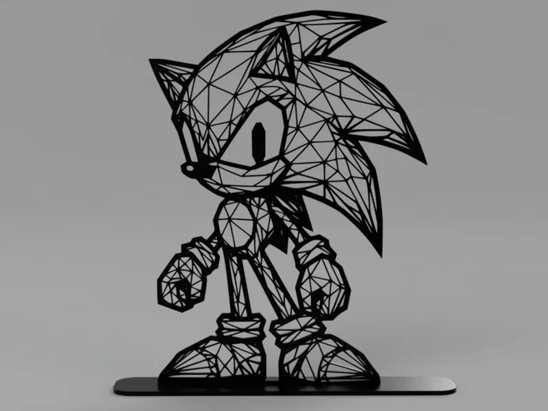 Low poly Sonic with stand