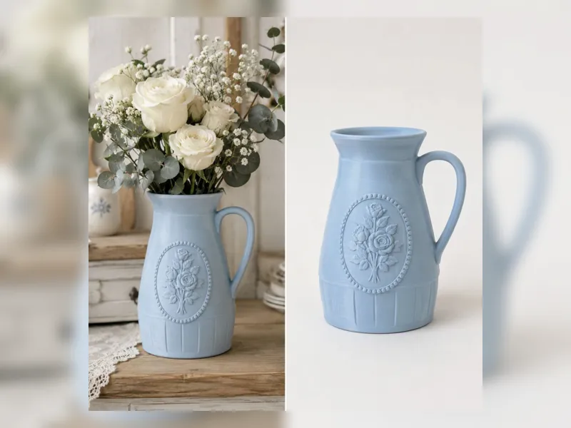 Blue Cameo Pitcher Vase