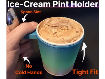 Perfect Fit Ice Cream Pint Holder with Spoon Slot
