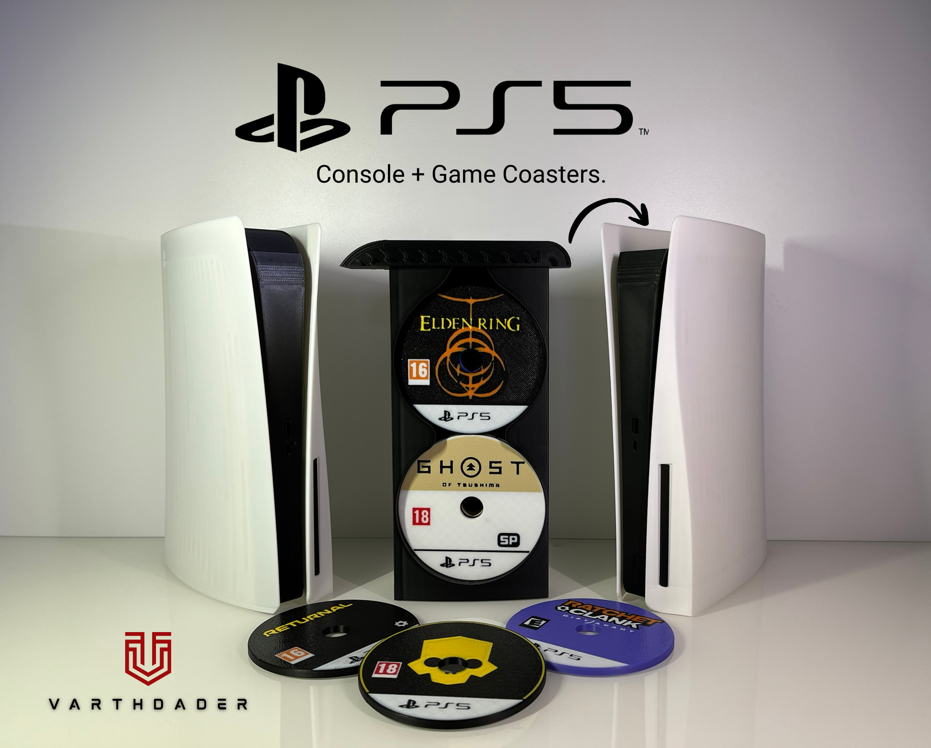Miniatura 2 do modelo 3D PS5 Console + Game Coasters