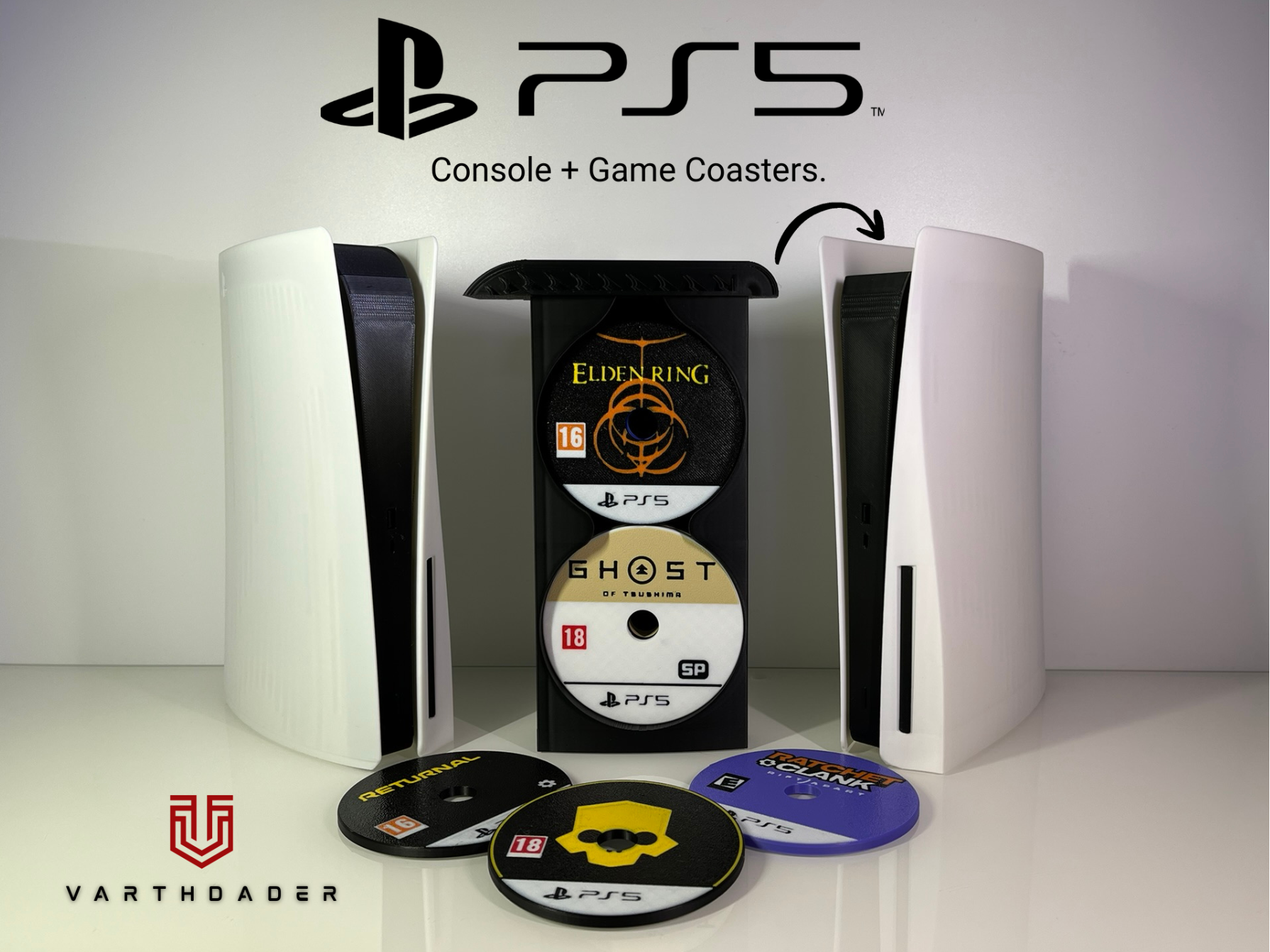 Miniatura 1 do modelo 3D PS5 Console + Game Coasters