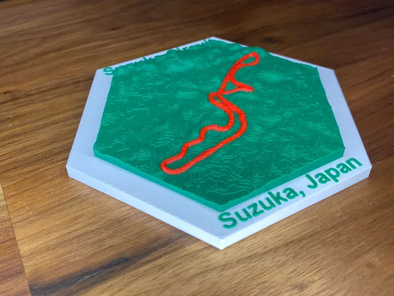 Suzuka Circuit Mini Track F1 Topographic Race Map