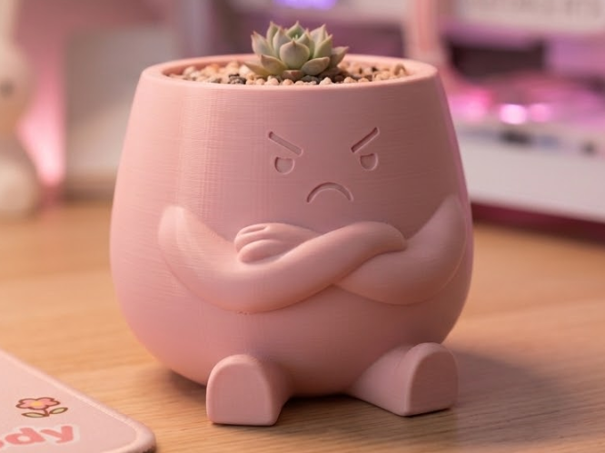 "Pouty" - Grumpy Succulent Planter & Desk Decor