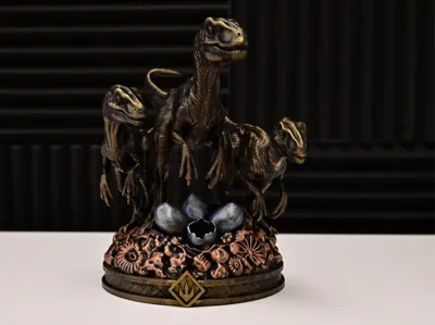 Raptor Pack Statue – Dinosaur Sculpture