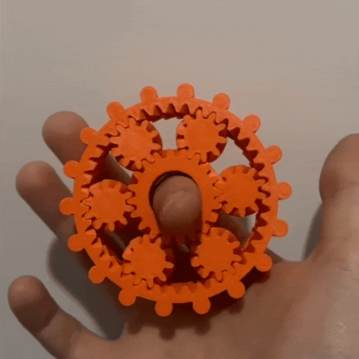 Gear Fidget Toy –Print-in-Place Spinner-NoSupports