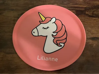 Unicorn Plate with Name for Kids Party