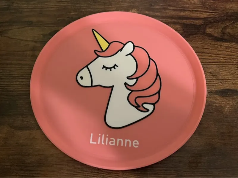 Unicorn Plate with Name for Kids Party