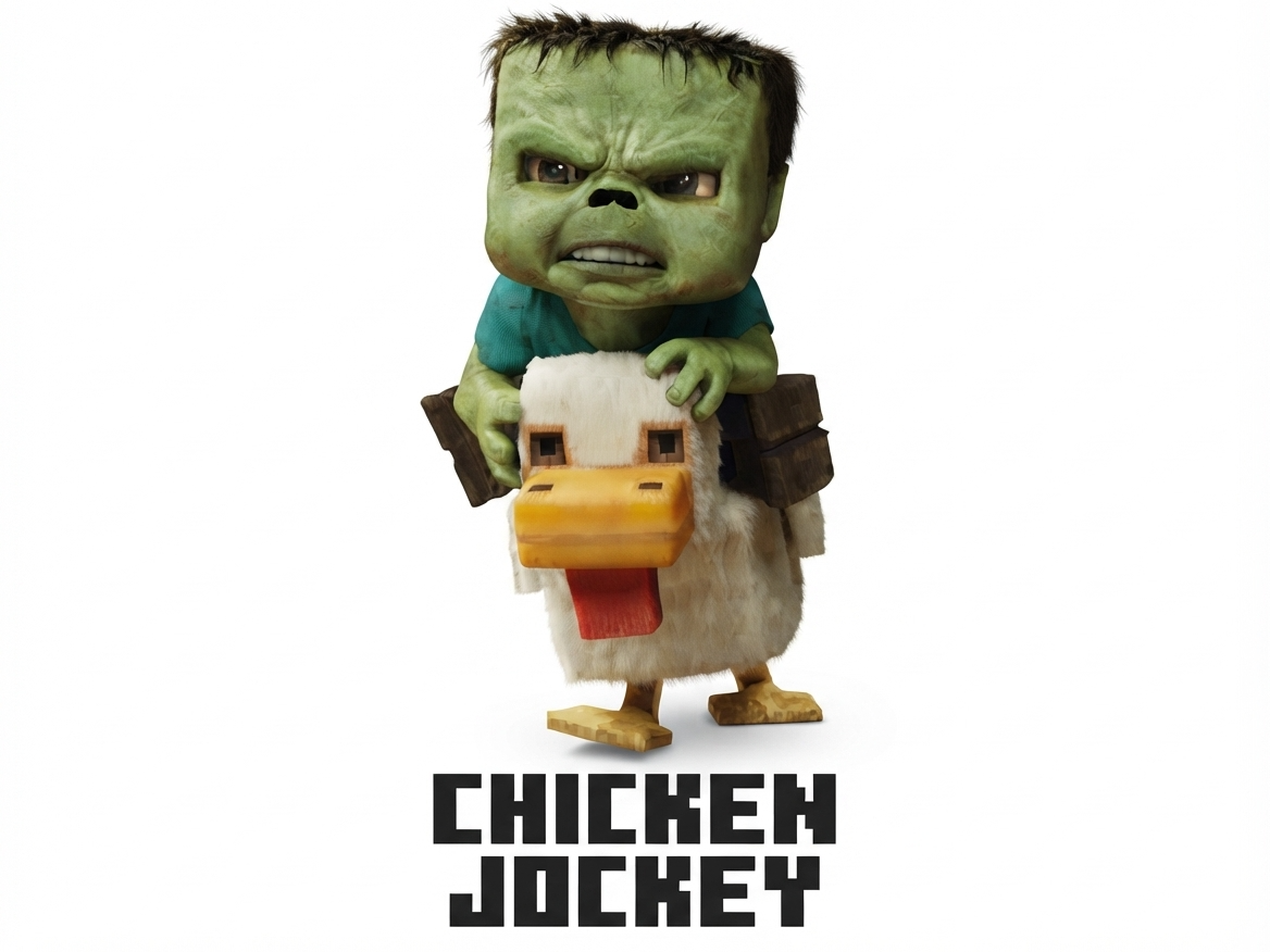 Chicken jockey minecraft zombie on chicken 3D model