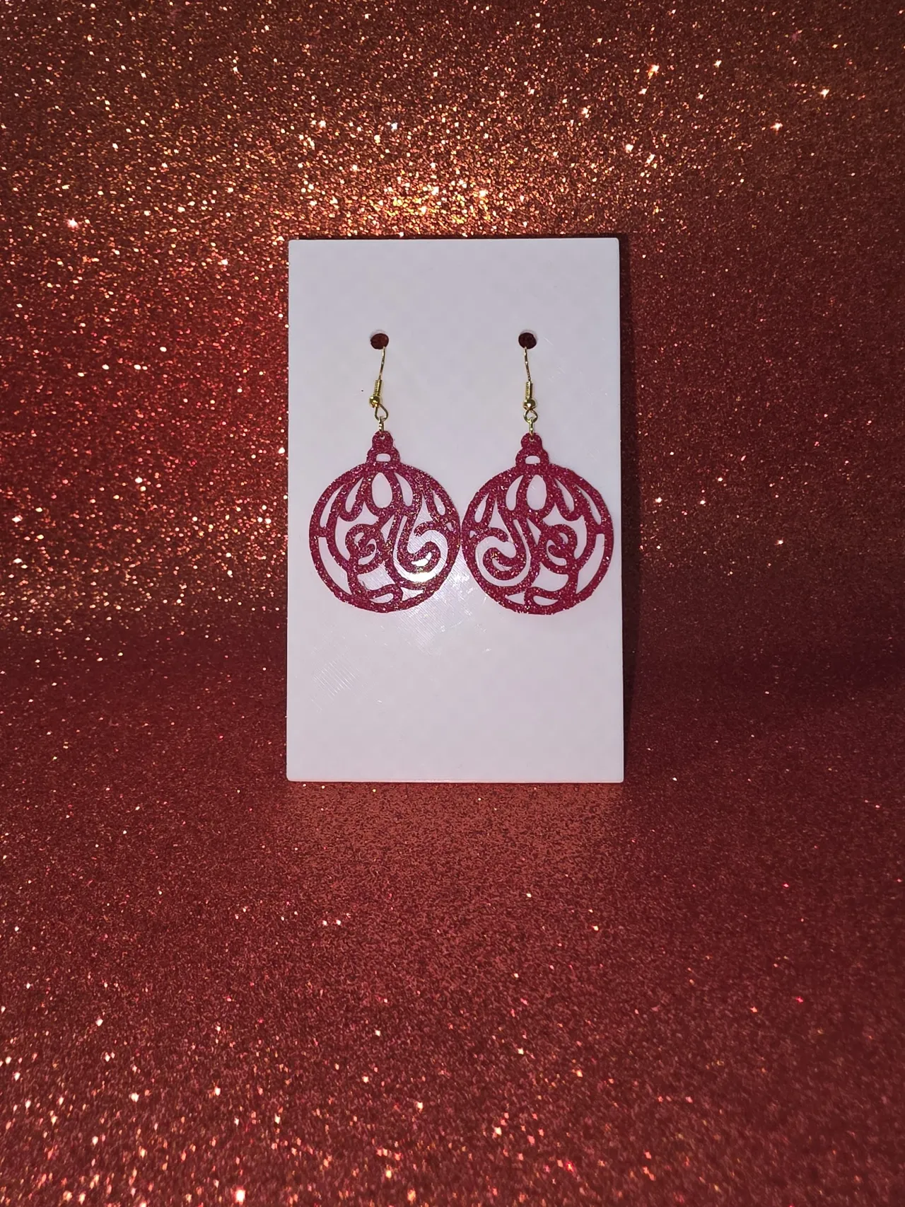 Tribal Christmas ball earrings view 2