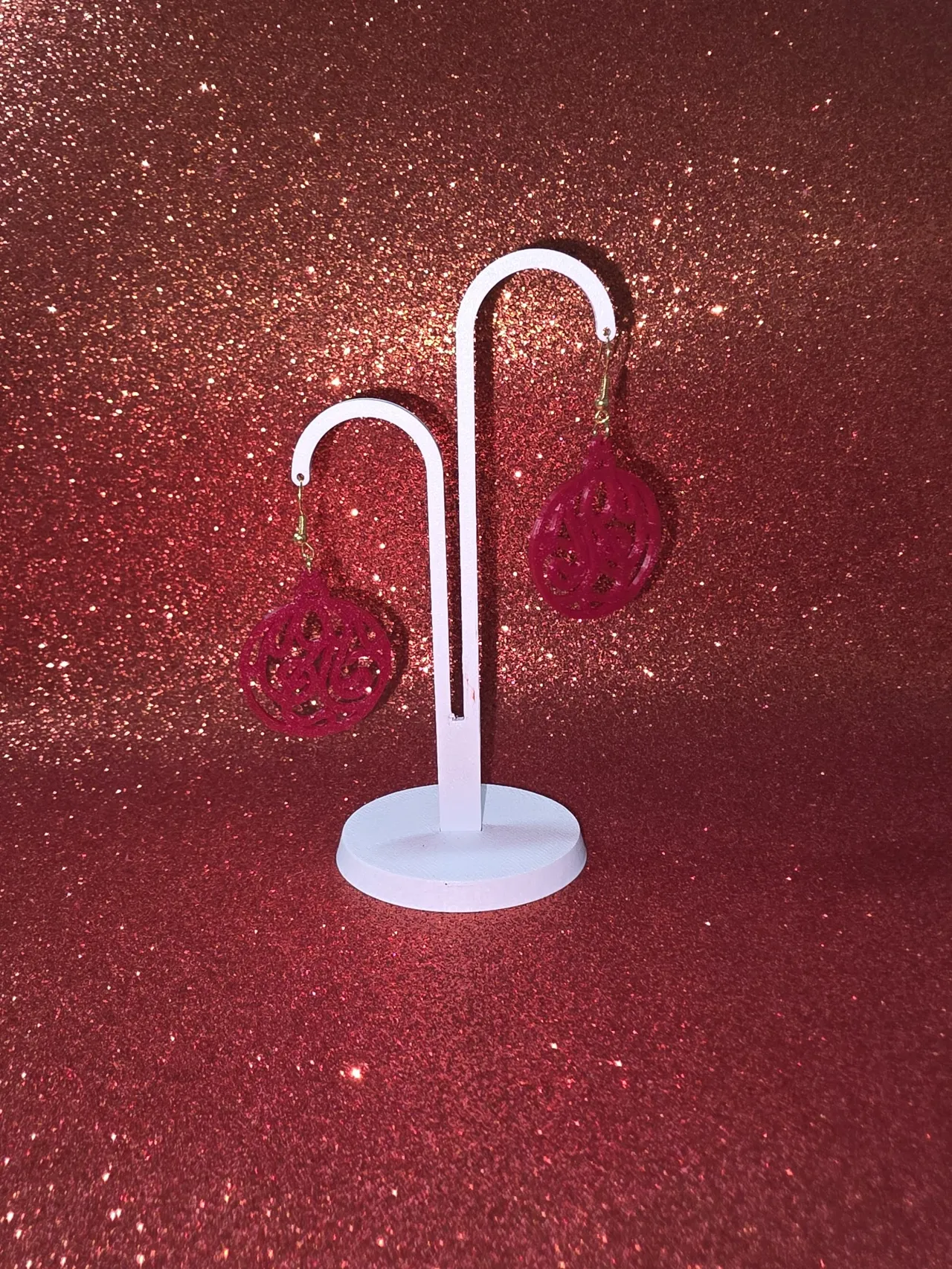 Tribal Christmas ball earrings view 3
