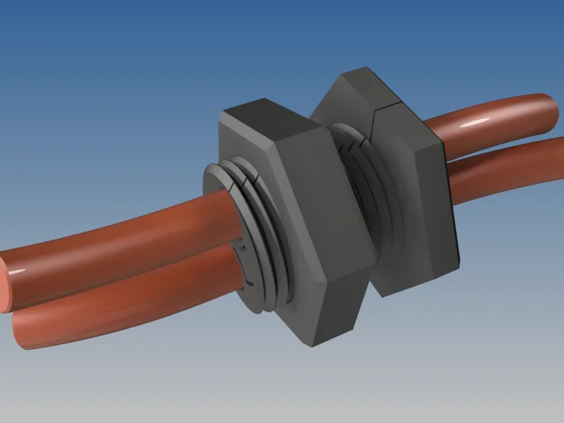 Geteilte Verschraubung 2 x Cat7 - D = 8mm